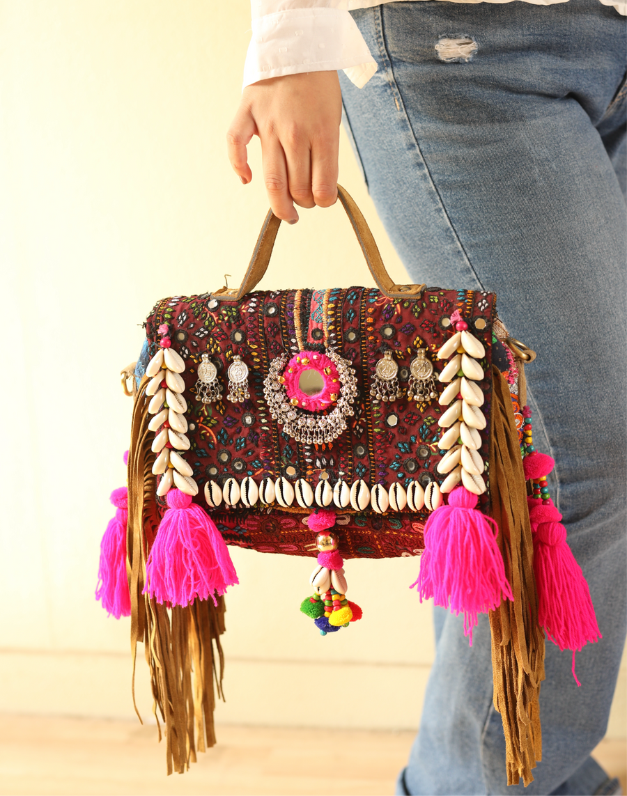 Bohemian Kutchi Bag With Belt