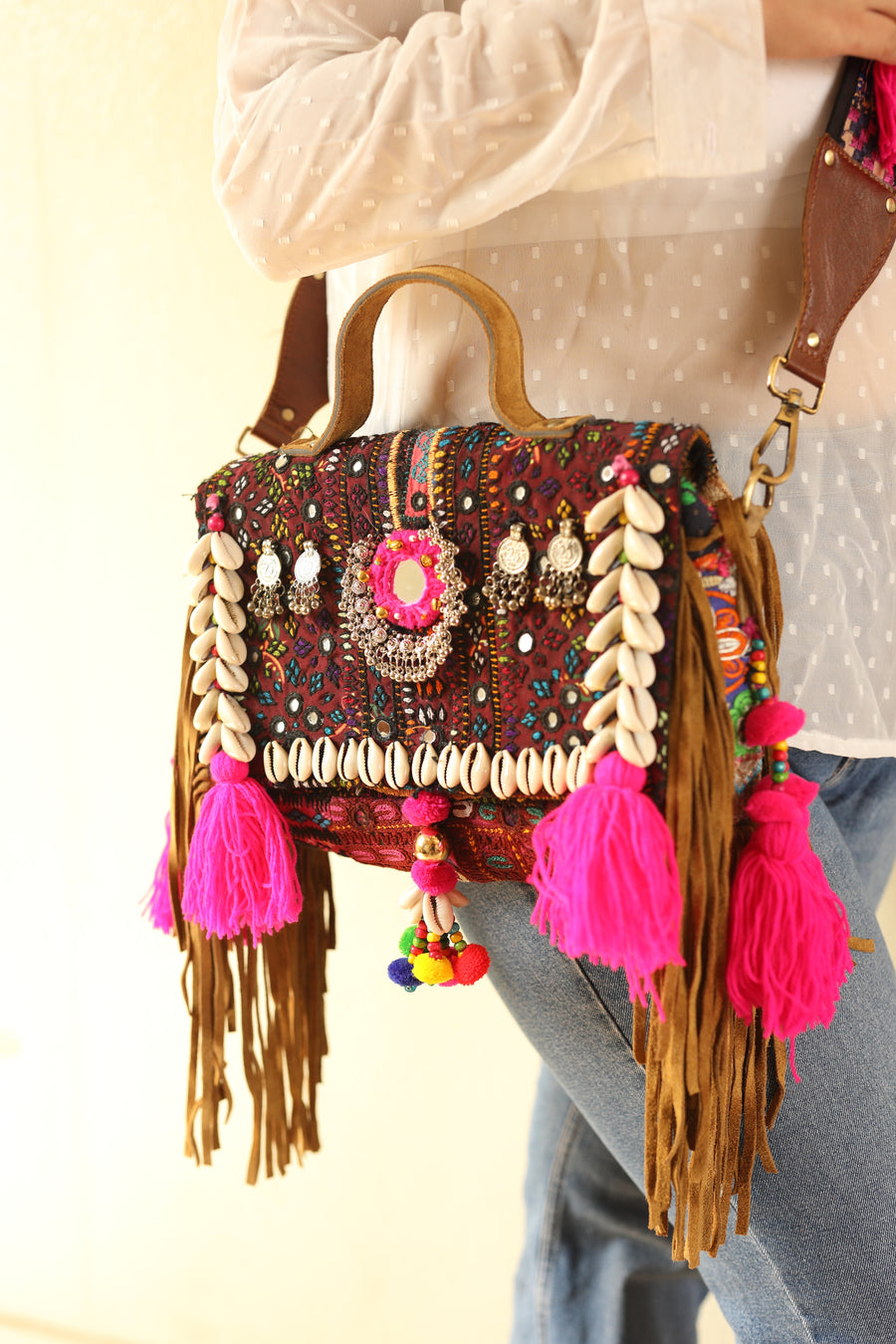 Bohemian Kutchi Bag With Belt