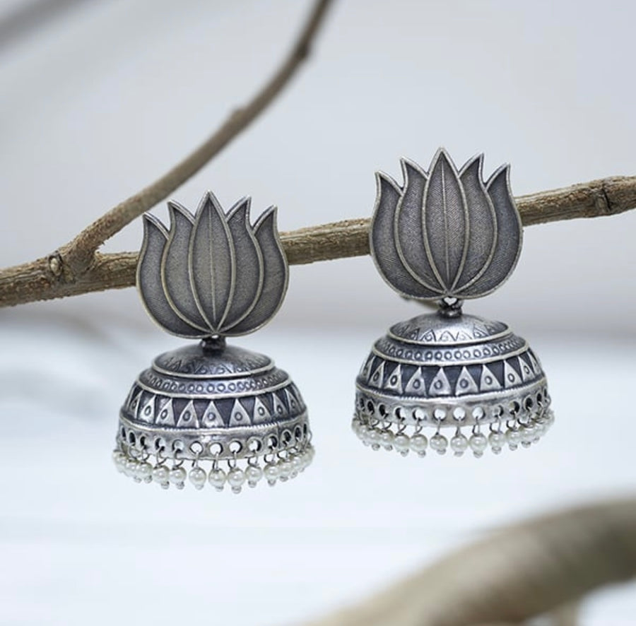 ‘Utpala’ Lotus Jhumka Earrings
